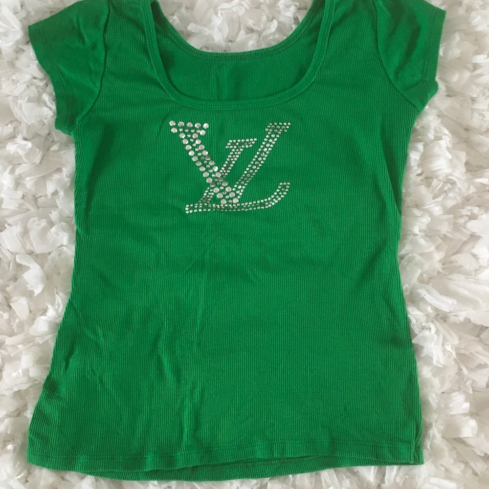 Vibrant Green Kids Tee with Rhinestone Logo